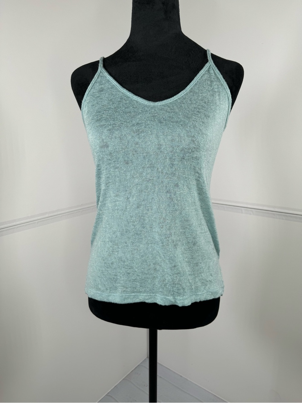 Michelle by Comune Mint Green Linen Blend Knit Cami Tank Top Size XS